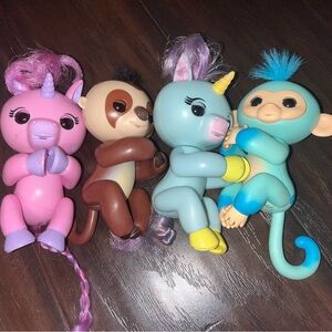 Interactive Monkey and Unicorn Set - Pink, Blue, Brown